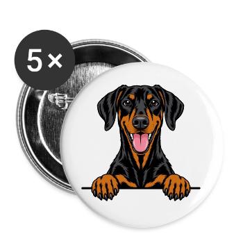 Dobermann Pinscher - Buttons groß 56 mm (5er Pack) - Weiß - Vorne