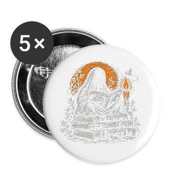 Der Geist, der bei Kerzenlicht liest - Buttons groß 56 mm (5er Pack) - Weiß - Vorne