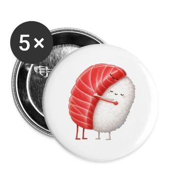 Kawaii Sushi Kuschelpärchen - Buttons groß 56 mm (5er Pack) - Weiß - Vorne