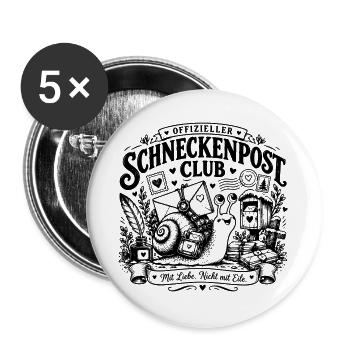 Offizieller Schneckenpost Club – Mit Liebe, nicht  - Buttons groß 56 mm (5er Pack) - Weiß - Vorne