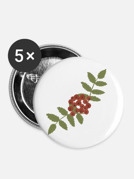 Crimson Rowan Cluster - Buttons groß 56 mm (5er Pack) - Weiß