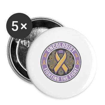 Onkologe Fighting The Fight Band Abzeichen-Geschenk - Buttons groß 56 mm (5er Pack) - Weiß - Vorne