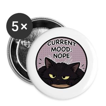 Aktuelle Stimmung: Nein, Katze - Buttons groß 56 mm (5er Pack) - Weiß - Vorne