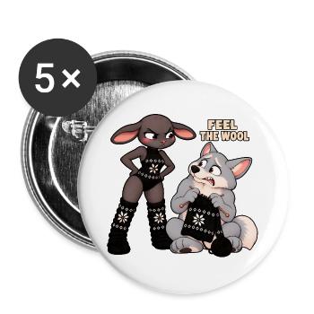 Schwarzes Schaf – Strickhumor – Fühl die Wolle - Buttons groß 56 mm (5er Pack) - Weiß - Vorne