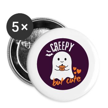 Halloween Geist Creepy but Cute - Buttons groß 56 mm (5er Pack) - Weiß - Vorne