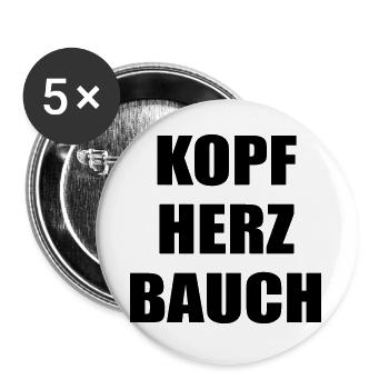 Entscheidungen Kopf Bauch Herz - Buttons groß 56 mm (5er Pack) - Weiß - Vorne