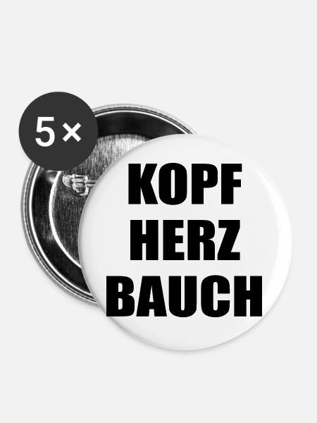 Entscheidungen Kopf Bauch Herz - Buttons groß 56 mm (5er Pack) - Weiß