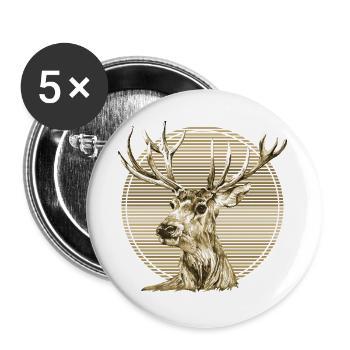 Hirsch - Buttons groß 56 mm (5er Pack) - Weiß - Vorne