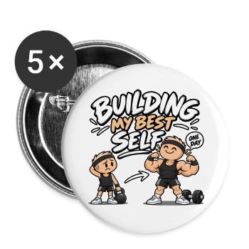 Mein bestes Ich aufbauen - Buttons groß 56 mm (5er Pack) - Weiß - Vorne