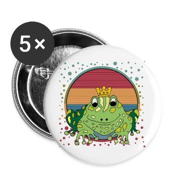 Frosch - Buttons groß 56 mm (5er Pack) - Weiß - Vorne