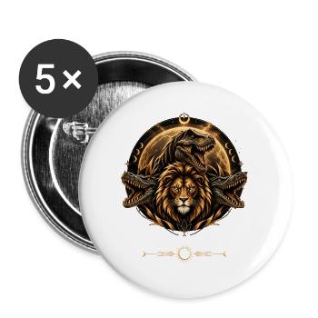 Löwe, T-Rex und Krokodile unter dem Mond - Buttons groß 56 mm (5er Pack) - Weiß - Vorne