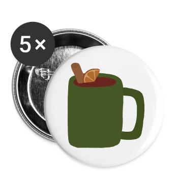 Glühweinbecher Illustration - Buttons groß 56 mm (5er Pack) - Weiß - Vorne