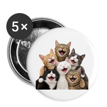 Katzenlachen in einer mehrfarbigen Horde - Buttons groß 56 mm (5er Pack) - Weiß - Vorne