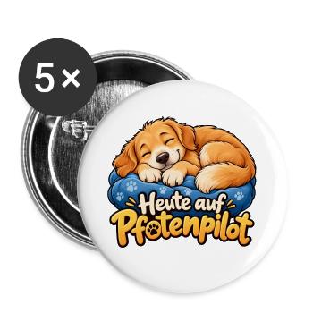 Heute auf Pfotenpilot - Buttons groß 56 mm (5er Pack) - Weiß - Vorne