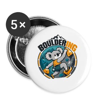 Süßer Koala beim Bouldern – Kletternder Koalabär - Buttons groß 56 mm (5er Pack) - Weiß - Vorne