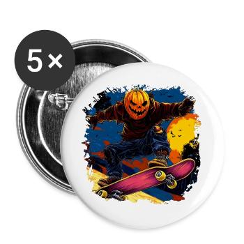 Halloween Skater / Skateboard Halloween - Buttons groß 56 mm (5er Pack) - Weiß - Vorne