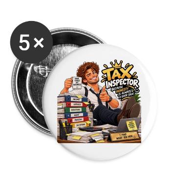 Steuerinspektor - Buttons groß 56 mm (5er Pack) - Weiß - Vorne