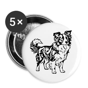 Border Collie schwarz Hunde Liebhaber Geschenk  - Buttons groß 56 mm (5er Pack) - Weiß - Vorne