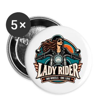 Lady Rider Motoheldin - Buttons groß 56 mm (5er Pack) - Weiß - Vorne