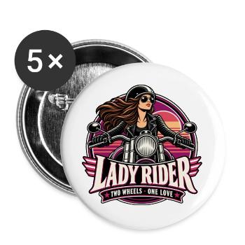 Lady Rider Motorradheldin - Buttons groß 56 mm (5er Pack) - Weiß - Vorne