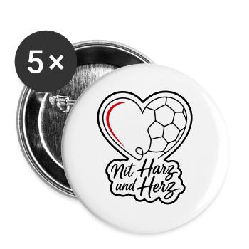 Mit Harz und Herz Handball Linework Vektor Shirt - Buttons groß 56 mm (5er Pack) - Weiß - Vorne