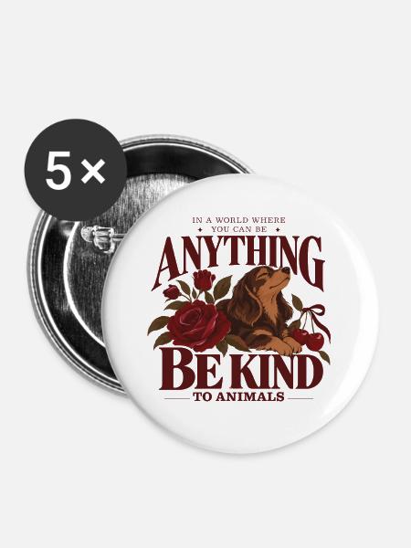 Be Kind To Animals Dachshund - Buttons groß 56 mm (5er Pack) - Weiß