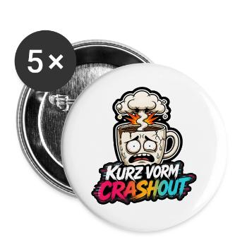 Kurz vorm Crashout Kaffee Tasse gestresst Shirt - Buttons groß 56 mm (5er Pack) - Weiß - Vorne