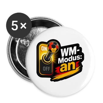 WM-Modus an Schalter mit Handball Vektor Shirt - Buttons groß 56 mm (5er Pack) - Weiß - Vorne