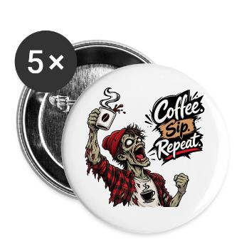 Kaffeeliebhaber Zombie Kaffee Spruch Design - Buttons groß 56 mm (5er Pack) - Weiß - Vorne