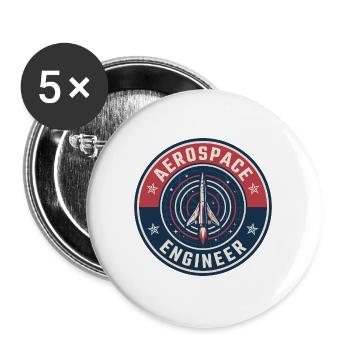 Vintage Aerospace Engineer Raketen-Orbitabzeichen oben - Buttons groß 56 mm (5er Pack) - Weiß - Vorne