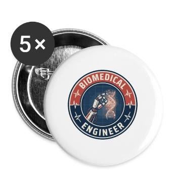 Vintage Biomedical Engineer DNA-Roboterhandabzeichen - Buttons groß 56 mm (5er Pack) - Weiß - Vorne