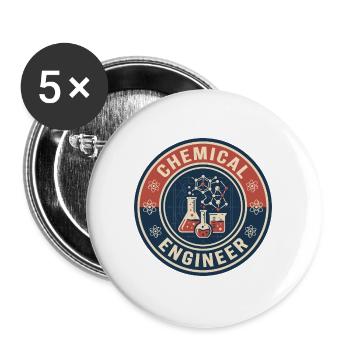 Vintage Chemical Engineer Flask Molecules Abzeichen - Buttons groß 56 mm (5er Pack) - Weiß - Vorne
