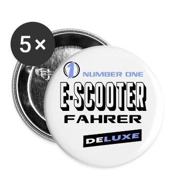 E-Scooter Fahrer Number One Deluxe Bester Biker - Buttons groß 56 mm (5er Pack) - Weiß - Vorne