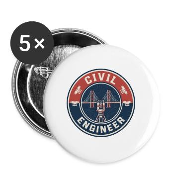 Vintage Civil Engineer Hängebrücken-Transit - Buttons groß 56 mm (5er Pack) - Weiß - Vorne