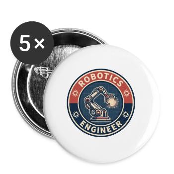Vintage Robotics Engineer Roboterarm-Gitterabzeichen - Buttons groß 56 mm (5er Pack) - Weiß - Vorne