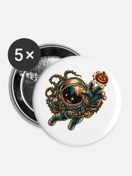 KOSMISCHER ROCKER | Kosmischer Kürbiskeks - Buttons groß 56 mm (5er Pack) - Weiß