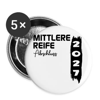 Mittlere Reife 2027, Abschluss - Buttons groß 56 mm (5er Pack) - Weiß - Vorne