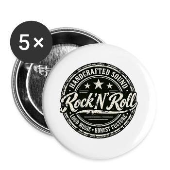 HANDGEFERTIGTER SOUND | Rock 'n' Roll - Buttons groß 56 mm (5er Pack) - Weiß - Vorne