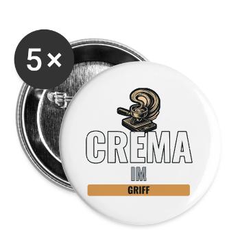 Hobby-Barista Geschenk mit Siebträger-Motiv - Buttons groß 56 mm (5er Pack) - Weiß - Vorne