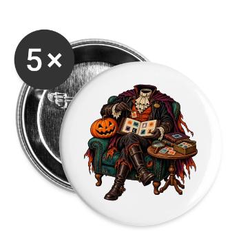Halloween Tarotmeister im Samtstuhl - Buttons groß 56 mm (5er Pack) - Weiß - Vorne