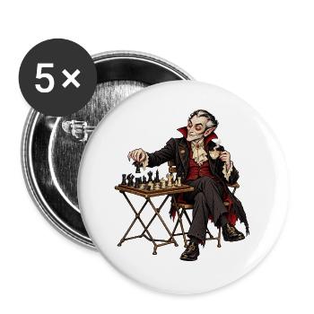 Vampirischer Gentleman am Schach - Buttons groß 56 mm (5er Pack) - Weiß - Vorne
