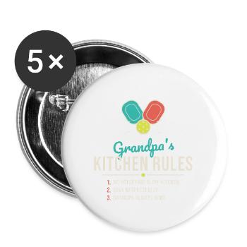 Grandpa's Kitchen Rules Tee - Buttons groß 56 mm (5er Pack) - Weiß - Vorne
