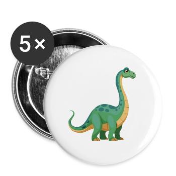 Dinosaurier Brontosaurus - Buttons groß 56 mm (5er Pack) - Weiß - Vorne