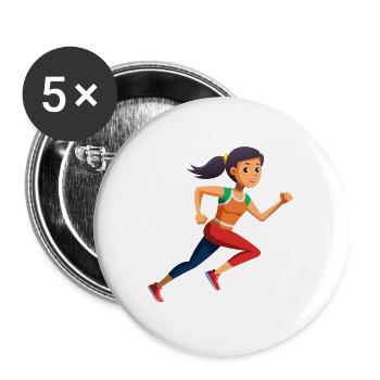 Running Girl - Buttons groß 56 mm (5er Pack) - Weiß - Vorne