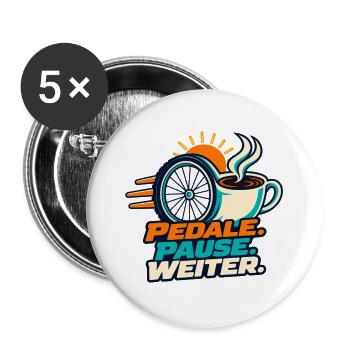 Radfahren – Pedale Pause weiter - Buttons groß 56 mm (5er Pack) - Weiß - Vorne