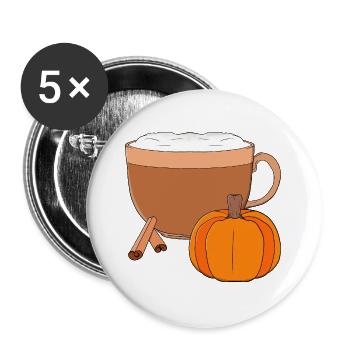 Cozy Spice Latte Bowl mit Kürbis und Zimt - Buttons groß 56 mm (5er Pack) - Weiß - Vorne