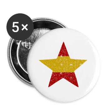 Trikolore Stern Spanien - Buttons groß 56 mm (5er Pack) - Weiß - Vorne