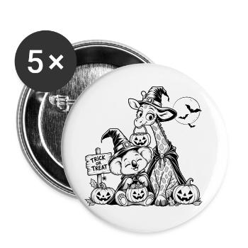 Süßes-oder-Saures-lustiges Halloween-Design - Buttons groß 56 mm (5er Pack) - Weiß - Vorne