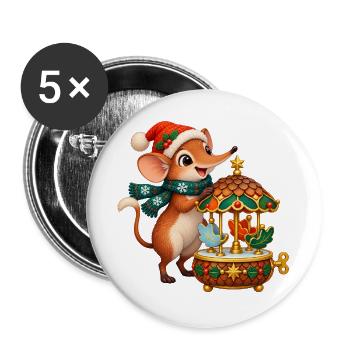 Rüsselspringer mit Eichelkarussell-Spieluhr - Buttons groß 56 mm (5er Pack) - Weiß - Vorne