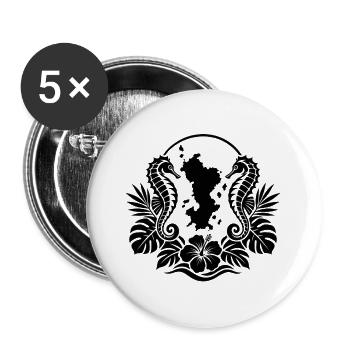 Mayotte Seepferdchen Floral Black - Buttons groß 56 mm (5er Pack) - Weiß - Vorne